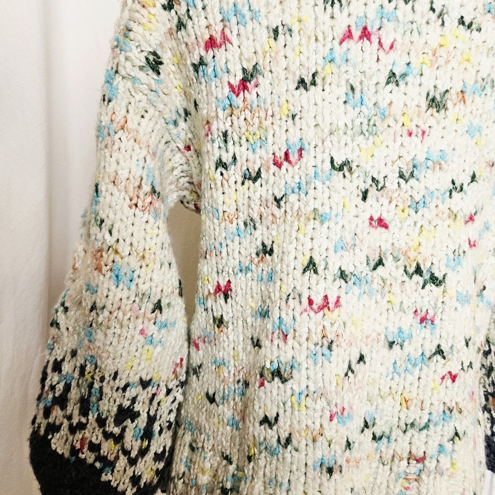 Anthropologie Gaia Sweater XXS COZY Blue Chunky Knit Confetti NWT Mock Neck - Picture 6 of 11